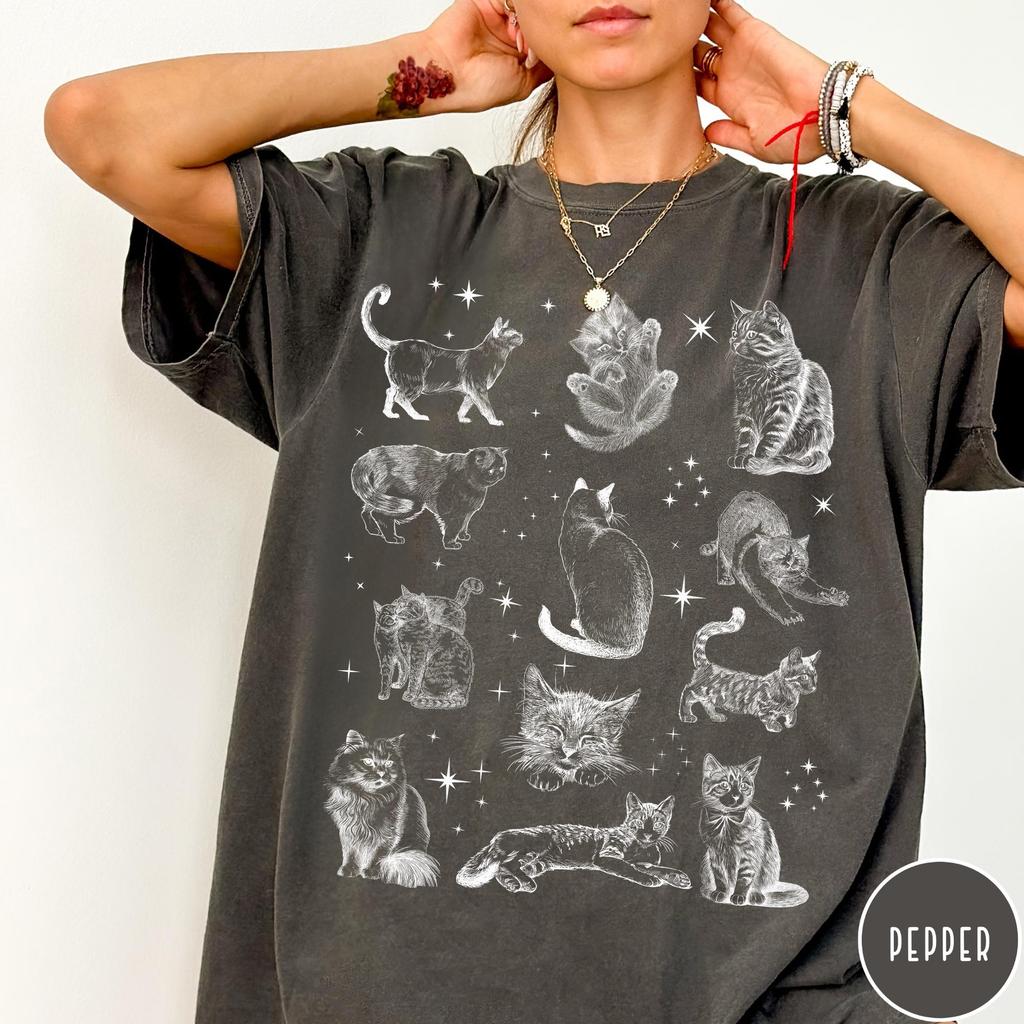 Vintage Cats Shirt, Faded Retro Cat Shirt, Unisex Comfort Colors TShirt, Cat Lover Gift, Graphic Tee, Oversized T Shirt, Cat Aesthetic