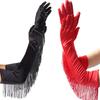 New Tassel Long Color T-gloves Latin Dance Performance Gloves Satin Tassel Bridal Gloves Show