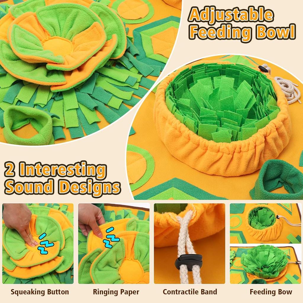 Large Snuffle Mat, 34'' x 19'' Snuffle Mat for Dogs, Dog Puzzle Mat with Sounds for Interaction Dog Foraging and Sniffing Feeding, Encourage Natural