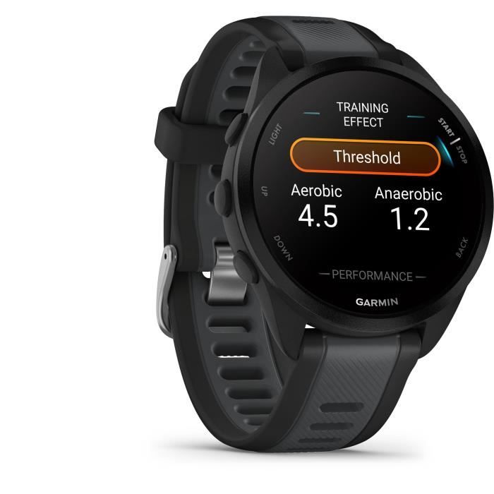 Умные часы с GPS - GARMIN - Forerunner 165 - 1,2" - Черные с черным и серым ремешком