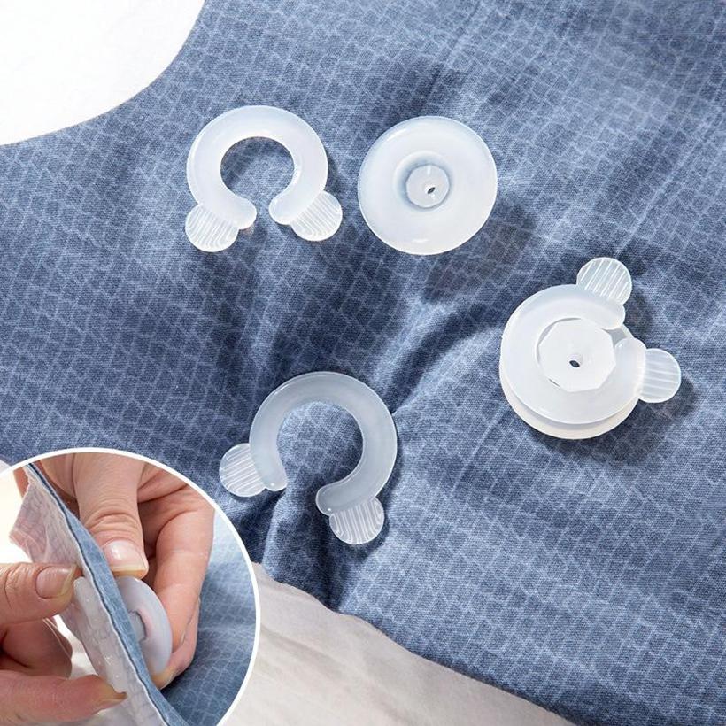 4PCS Duvet Comforter Clips Grippers Quilt Fasteners Button Clips for Inside Corner and Keep Comforter Duvet