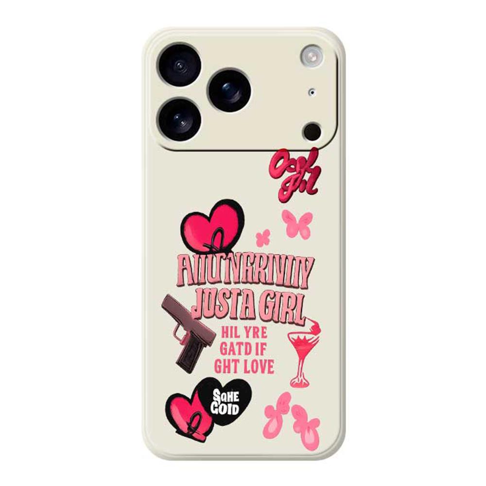 For iPhone 17 Pro Max Case Pink Elements Pattern Printing Straight Edge TPU Phone Back Cover