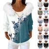 Women's Fashion Casual Sweater Zipper Print Cardigan Plush Hooded Jacket