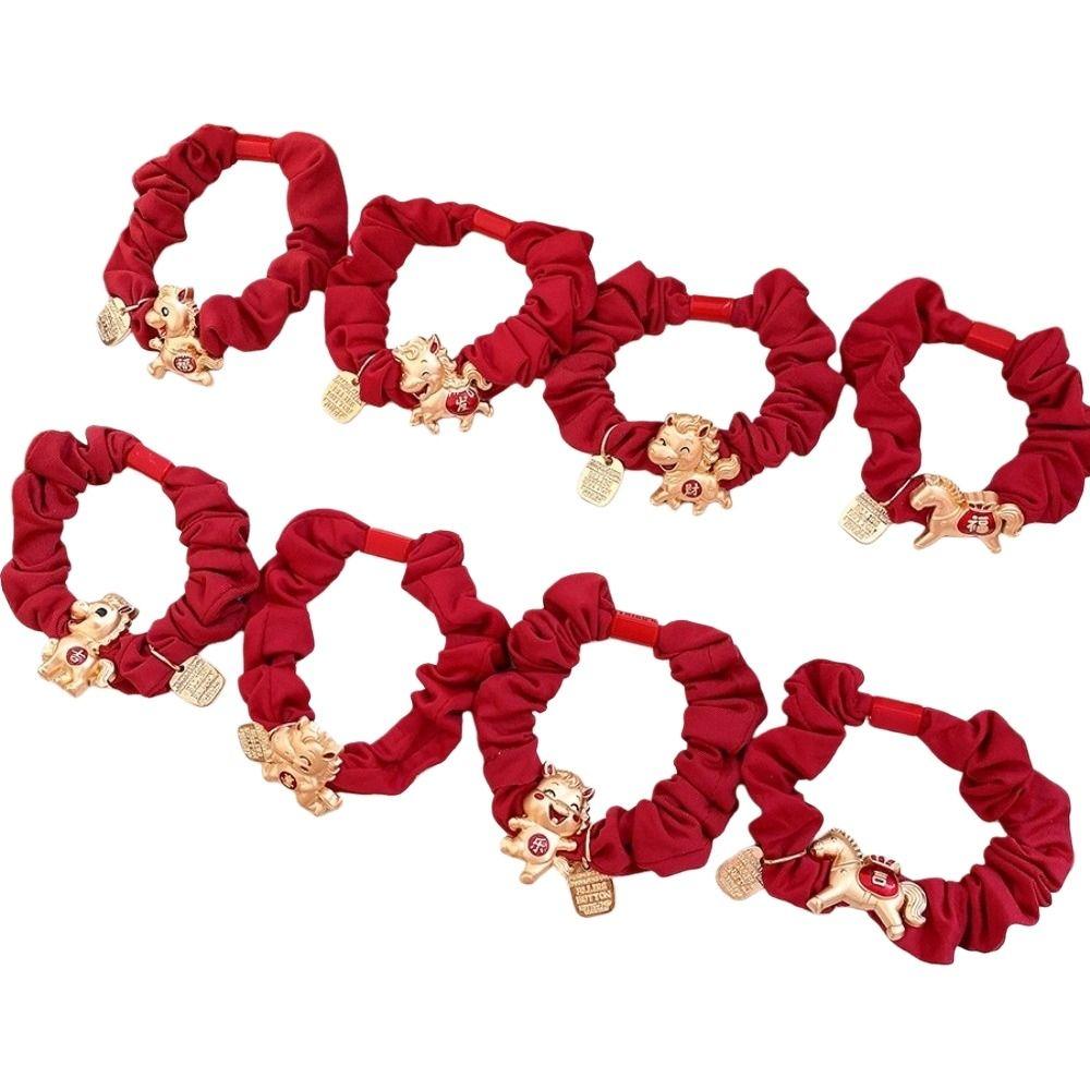 Zinc Zinc Alloy Zodiac Horse Hair Rope Wrinkle Chinese Children Hair Band Red Hair Scrunchies Kids