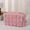 Plush Pencil Case with Zipper Women Cosmetic Bag Solid Color Makeup Organizer for Travel