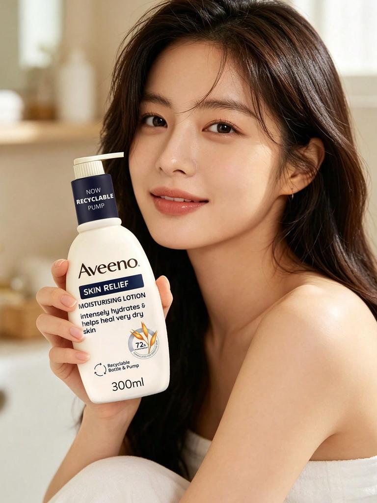 AVEENO SKIN RELIEF 300ML MOISTURISING LOTION SHEA BUTTER, Intense Hydration, Fast Absorbing, Non-Greasy