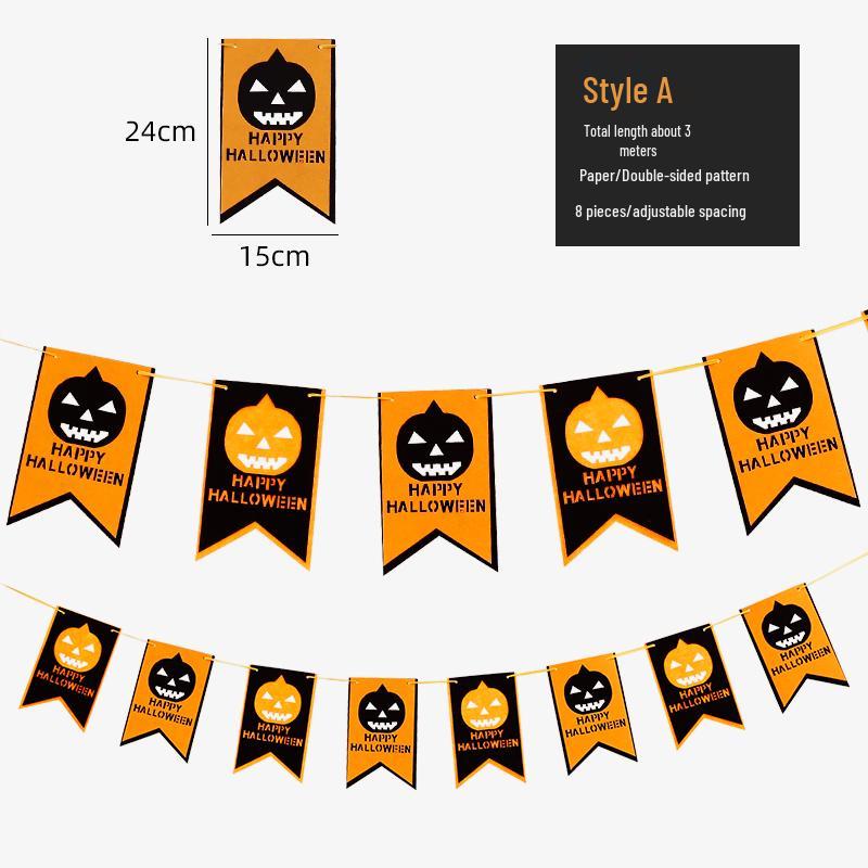 Halloween Pumpkin Lantern Hanging Flag Ornament for Bar or Door Decor Scene Props