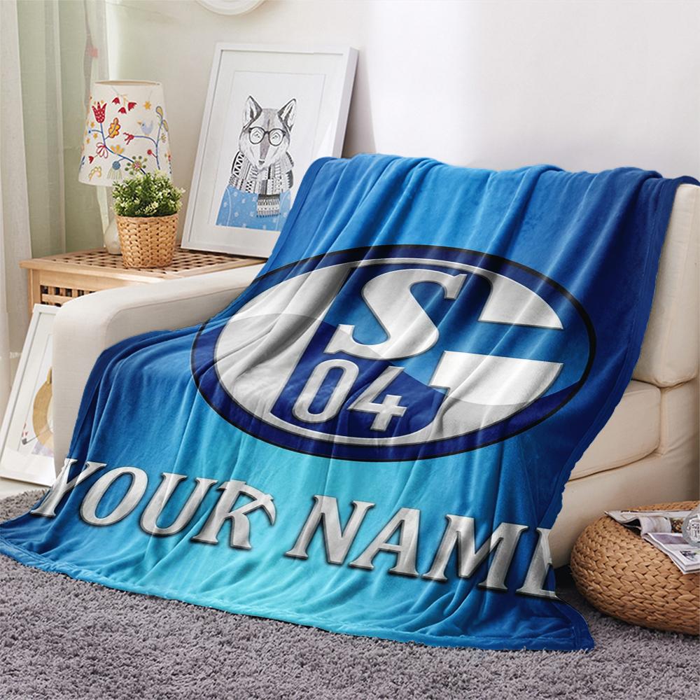 1PC Custom Name FC Schalke 04 Patterned Flannel Blanket Suitable For All Seasons for Home Decor Warmth and Comfort Gifts Holiday Present_xia
