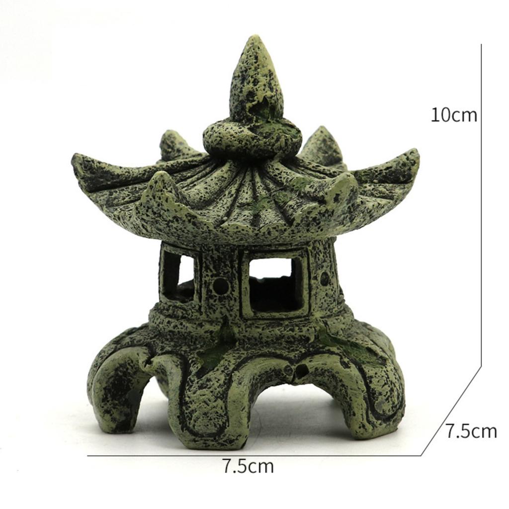 Resin Chinese Style Bonsai Pagoda Figurine Aquarium Decor Fish Tank Adornment Home Garden Nament Miniature Landscape Statue Home