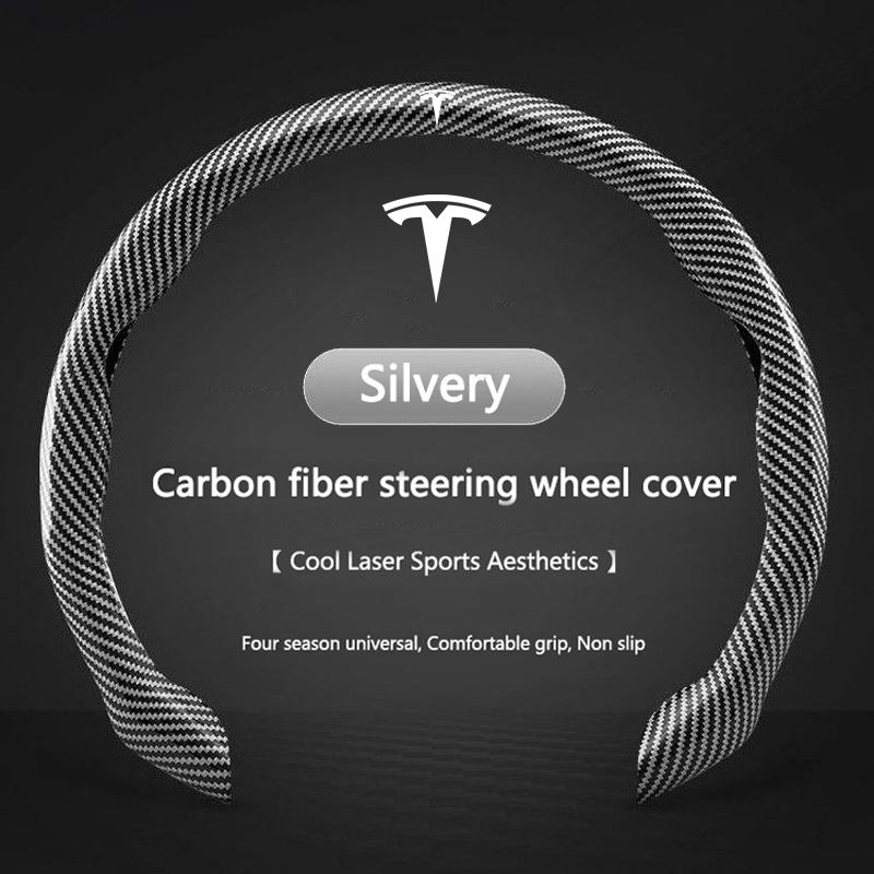 ALA1 Carbon Fiber Steering Wheel Cover For Tesla Model 3 Model S Model X Model Y Non-Slip Protector Shell Auto Interior Accessories