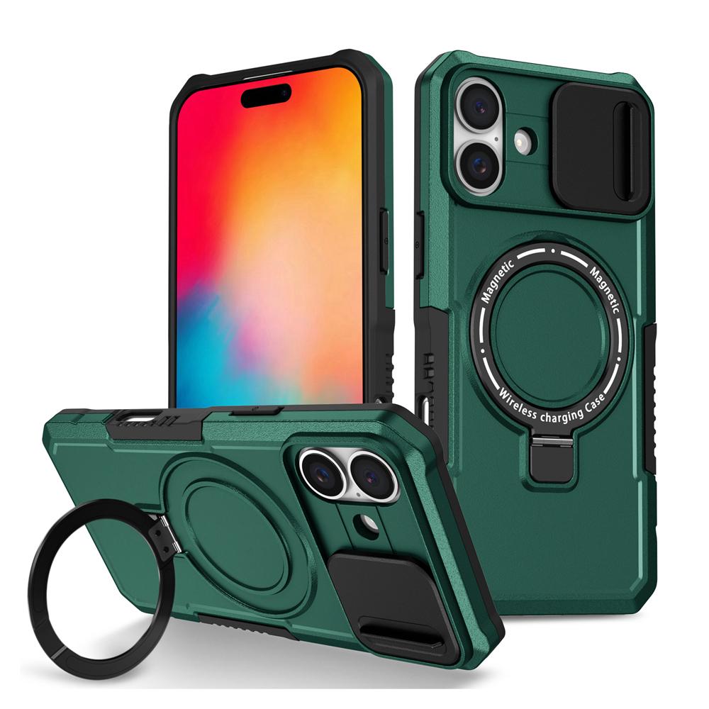KEYSION Чехол-подставка с магнитным кольцом для MagSafe для iPhone 16 Pro Max Slide Camera Protection Противоударный чехол для телефона iPhone 16