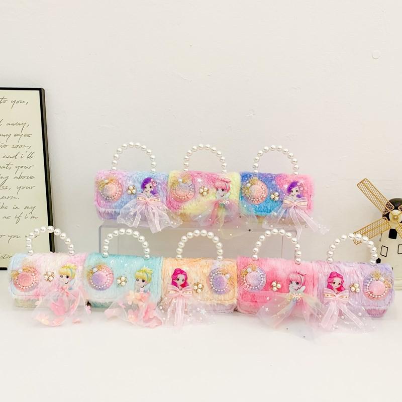 Plush Chic Pearl Handbag For Kids Trendy Mini Shoulder Bag In Vibrant Colors