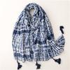 Female Cotton and Linen Tassels Shawls Fashion Print Warm Beach Towel, The Four Seasons New Bandanna 180 * 85cm Muslim Headscarf