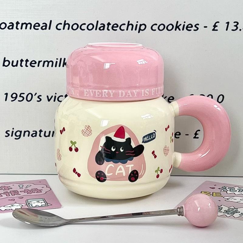 Birthday Gift for Girls Cartoon Animal Water Cup Cute High-value Ceramic Mug with Lid Gift Box