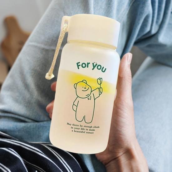 Чашка для воды большой емкости для ежедневного использования, прозрачная бутылка для спорта на открытом воздухе, фитнеса, медведя, бутылка для сока, экологически чистое хранение