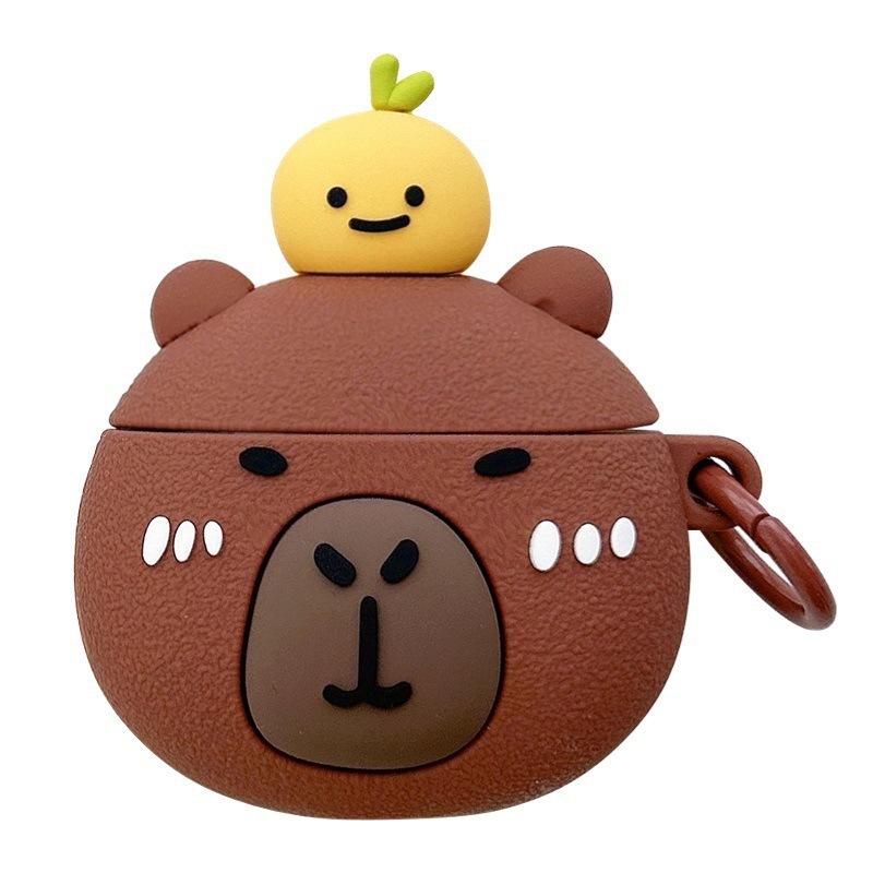 Cute orange capybara for AirPods pro1 protective case cartoon 1st generation third generation apple bluetooth headset case