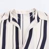 Kaslead New Arrival Women's Fashion Style Fashion Minimalist Stripes Print Satin Shirt 8503812