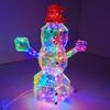 Christmas Prismatic Iridescent Snowman Ornaments LED Light Up Snowman Figurine USB Powered