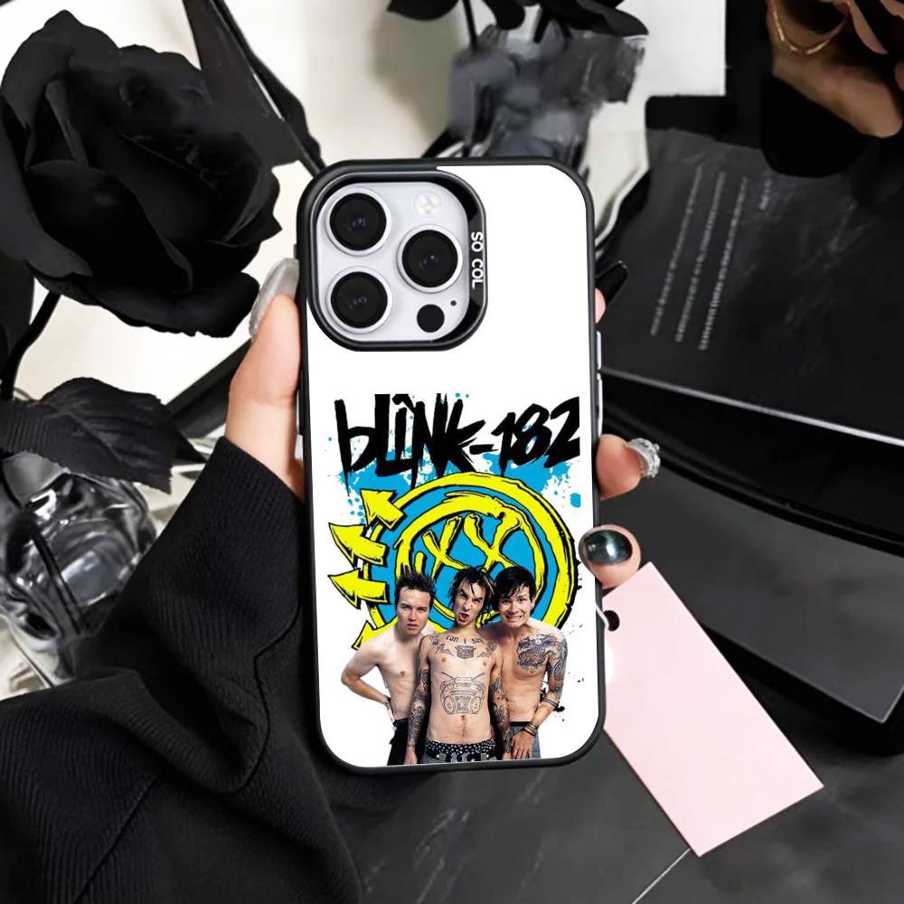 Punk B-Blink-182 B-Band Phone Case For iPhone17,16,15,14,13,12,11 Plus,Pro Max Colored Silver Plated Inside Cover