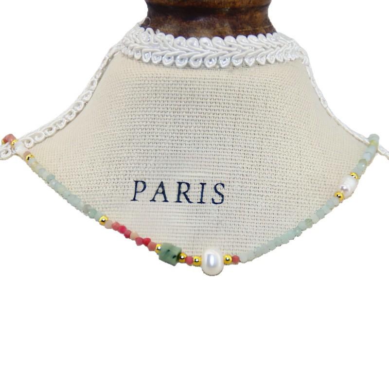 Чокер с жемчугом пресной воды и натуральными камнями - Универсальное колье-чокер для женщин