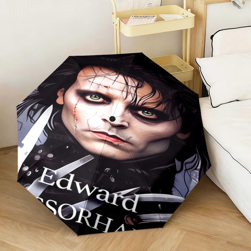1PC Edward Scissorhands Mugshot Automatic Umbrella - Suitable Travel Outdoor Portable Umbrella Birthday Gift Daily Essentials