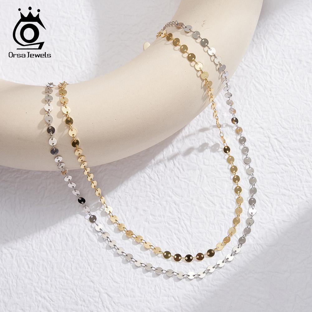 ORSA JEWELS Итальянское Ручное Изготовление 925 Пробы Стерлинговое Серебро Простой Чокер Круглая Деталь Дизайн для Женщин Модное Ожерелье Вечерние Украшения SC80