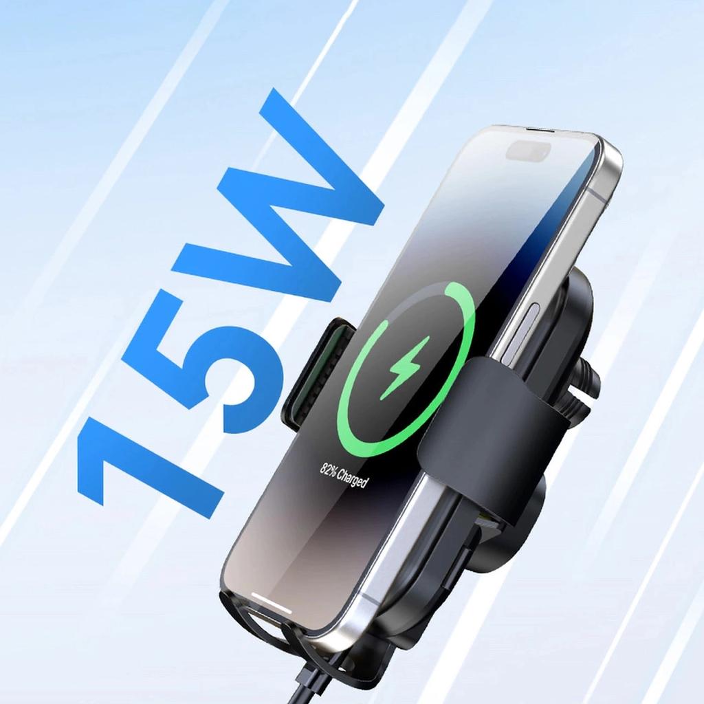 Wozinsky Wumid Phone Holder With 15W Inductive Charger For Car Dashboard - Black