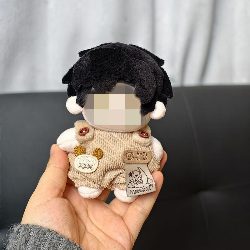[Cloth Only] 16cm Plush Doll Clothes Set, Circle Smiling Face Shirt Overalls Series Set Dress Up.