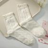 Simple White Socks Versatile Lovely Bowknot Small Flowers Women's Medium Tube Socks Kawaii Harajuku Jk Lolita Girls Cotton
