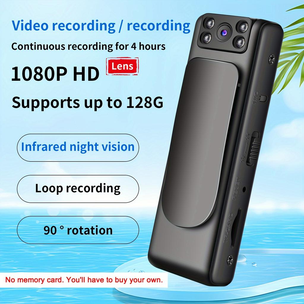1080P High Definition Body Wearing Camera with Rotating Lens - Non-waterproof USB Rechargeable 450mAh Battery, Loop Recording, Infrared Night Vision