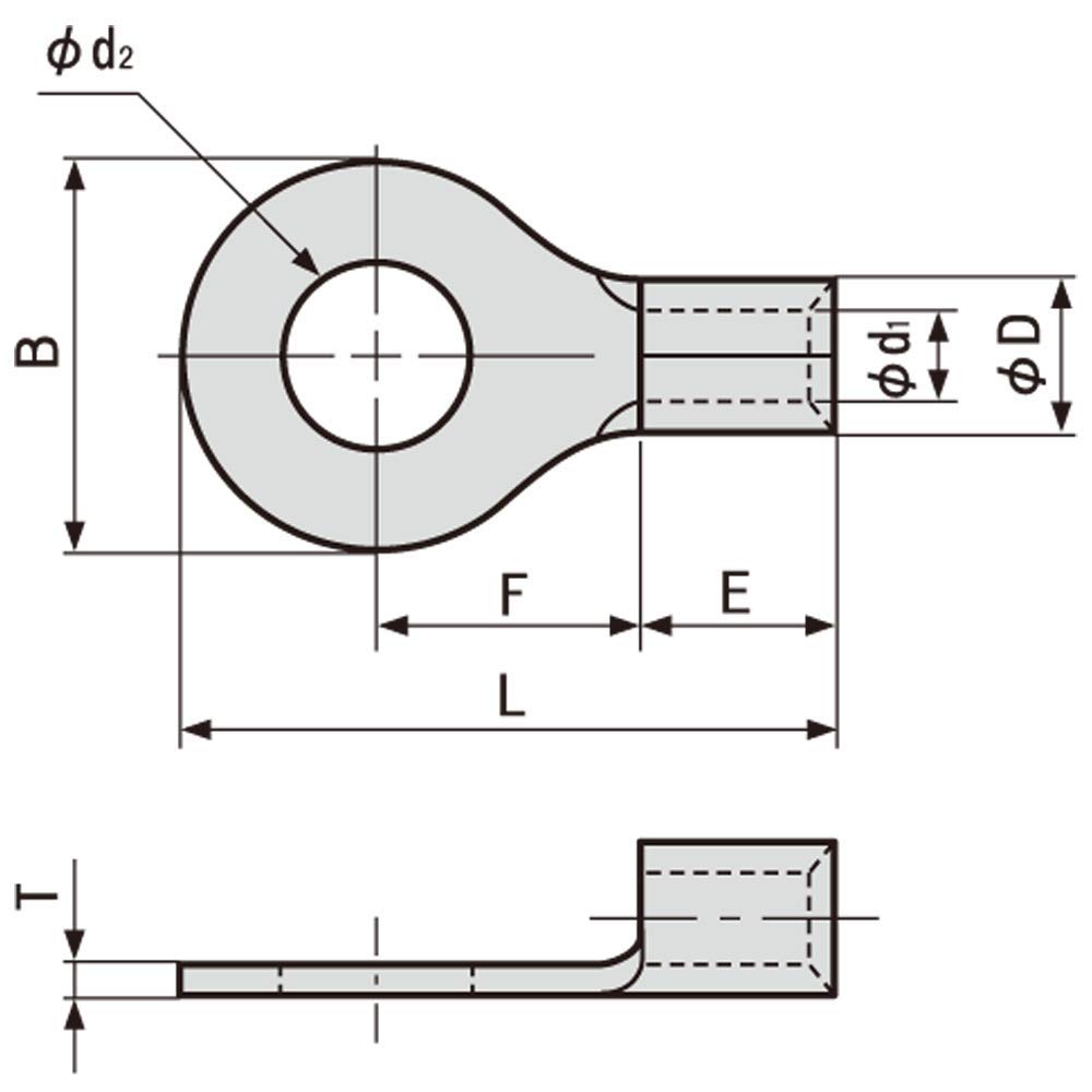 JAPPY Bare Crimp Terminal, Round Terminal (R Type), R 8-6 JP (100 Pieces)
