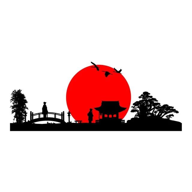 Для японского пейзажа силуэт комикс наклейка личность творческие наклейки водонепроницаемые украшения