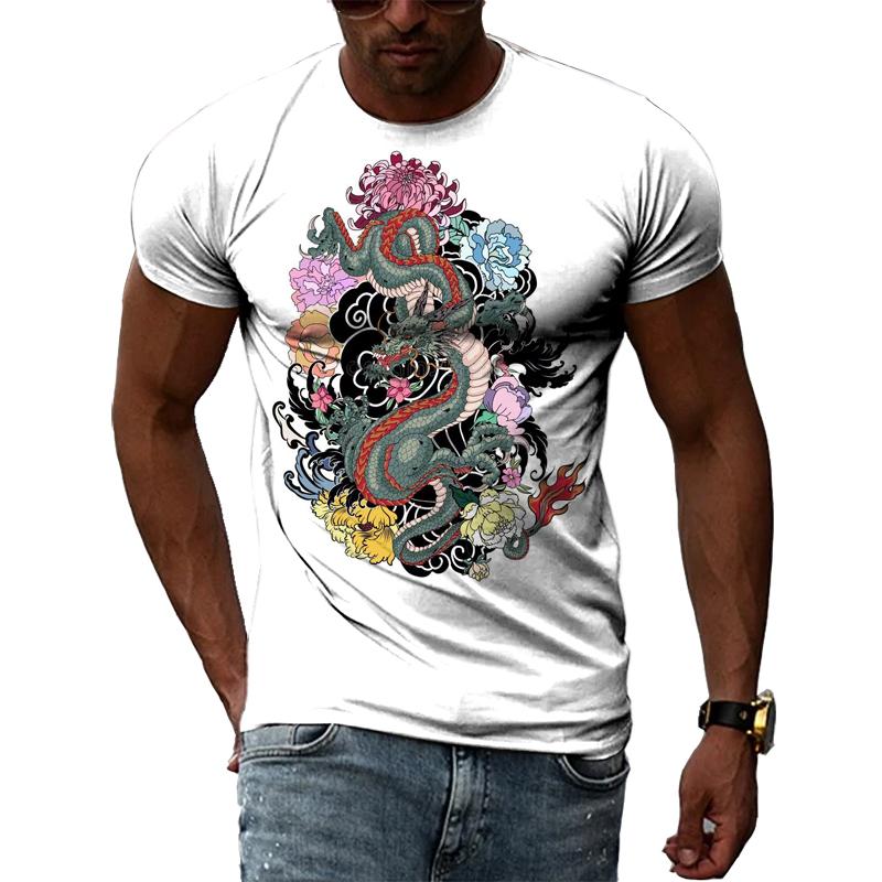 Summer Fashion Chinese Dragon Men T-shirts 3D Trend Casual Personality Cool Style Printing Tees Hip Hop O-neck Short Sleeve Tops