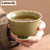 2 шт./набор чашек для чая Yaozhou Kiln Celadon Tea Dust Green High Foot Petal Cup Descubre Tea Bowl Personal Master Mug Kung Fu Teaset 70ML