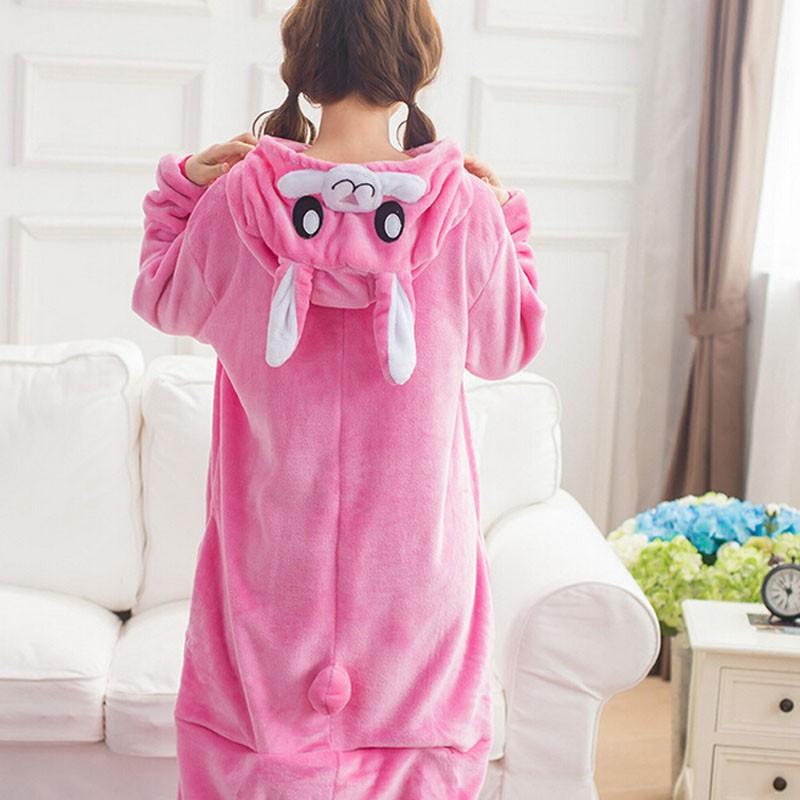 Unisex Adult Pajamas Kigurumi Cosplay Costume Animal Sleepwear Rose Rabbit Blue Pink