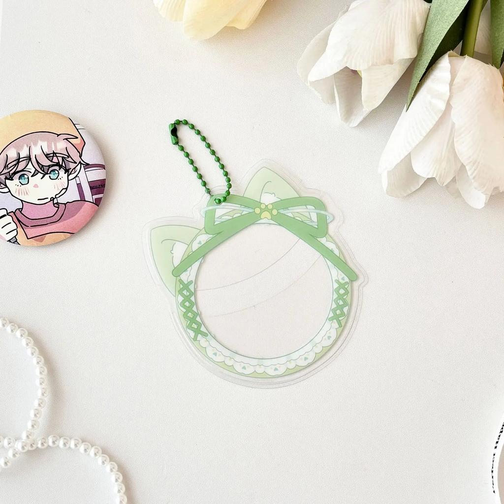 Kawaii Cat Ear Bow Lace PVC Badge Holder for 58mm Pin Badge Japanese Anime Game Baji Cover Pain Bag Backpack Key Chain Pendant