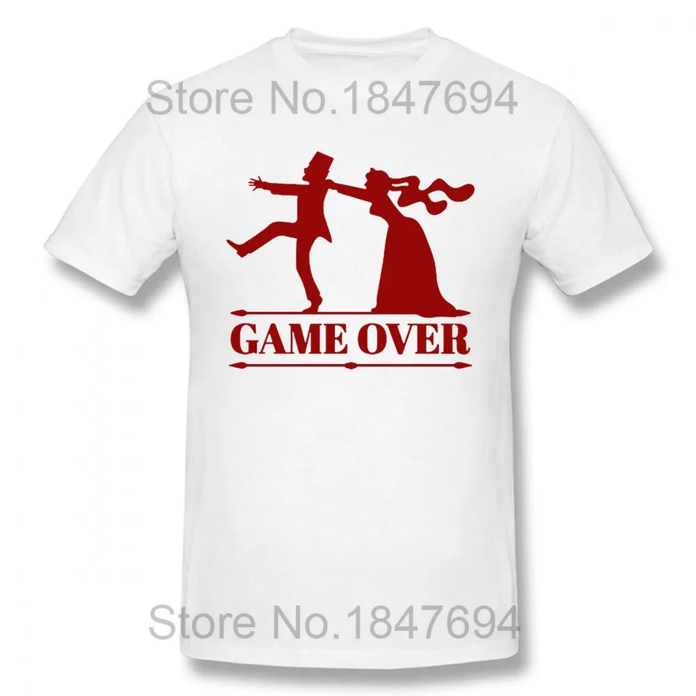 Футболка Game Over Bride Groom Bachelor Party Funny Tshirt Men Clothing Short Sleeve Camisetas T Shirt