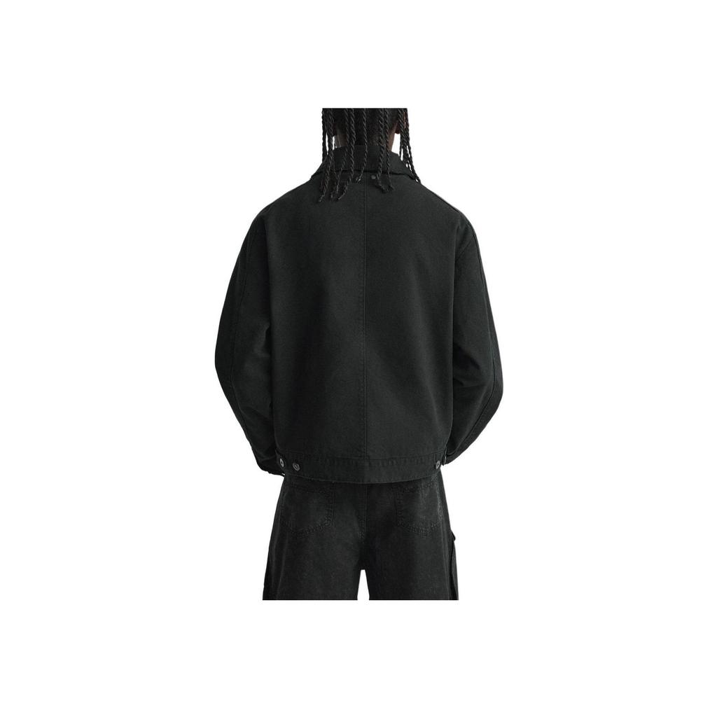 Zara Удобная однотонная универсальная куртка на молнии для мужчин, черная 04302321800-36