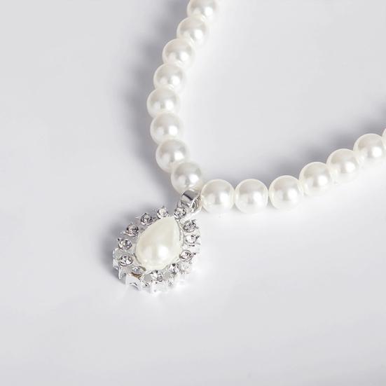 Кулон в форме капли воды, ожерелье из бисера с искусственным жемчугом, серьги, комплект свадебных украшений