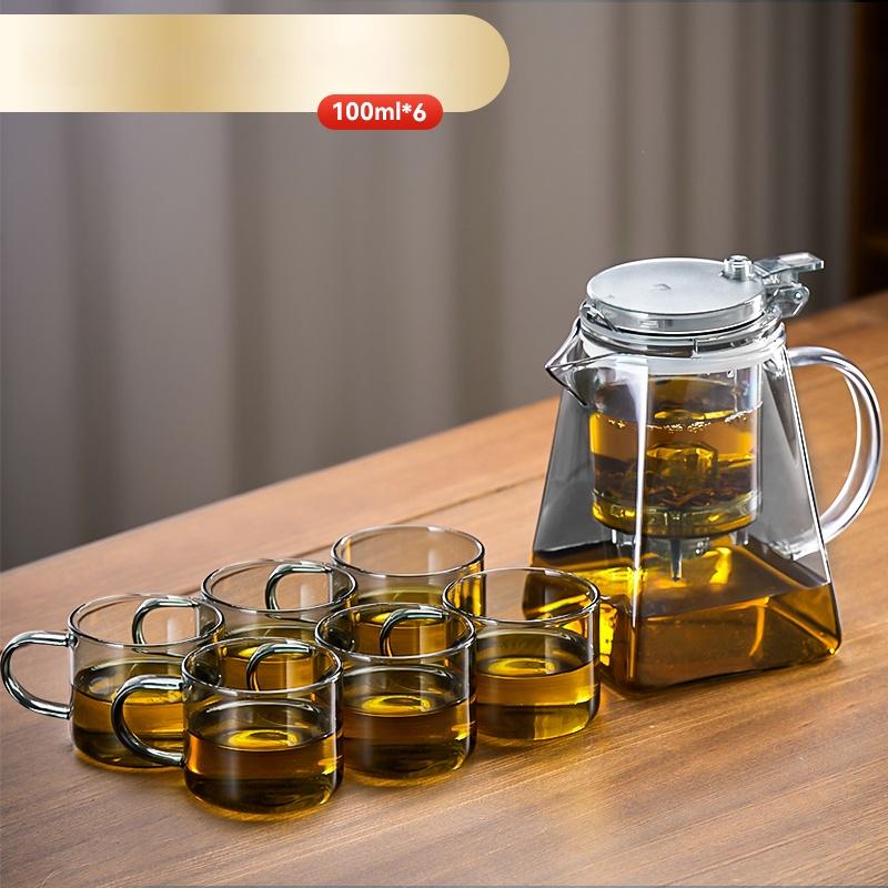 Glass Tea Pot Chinese High Temperature Tea Separation Brew Teapot High Borosilicate Pure Color Simple Teapot Tea Cup