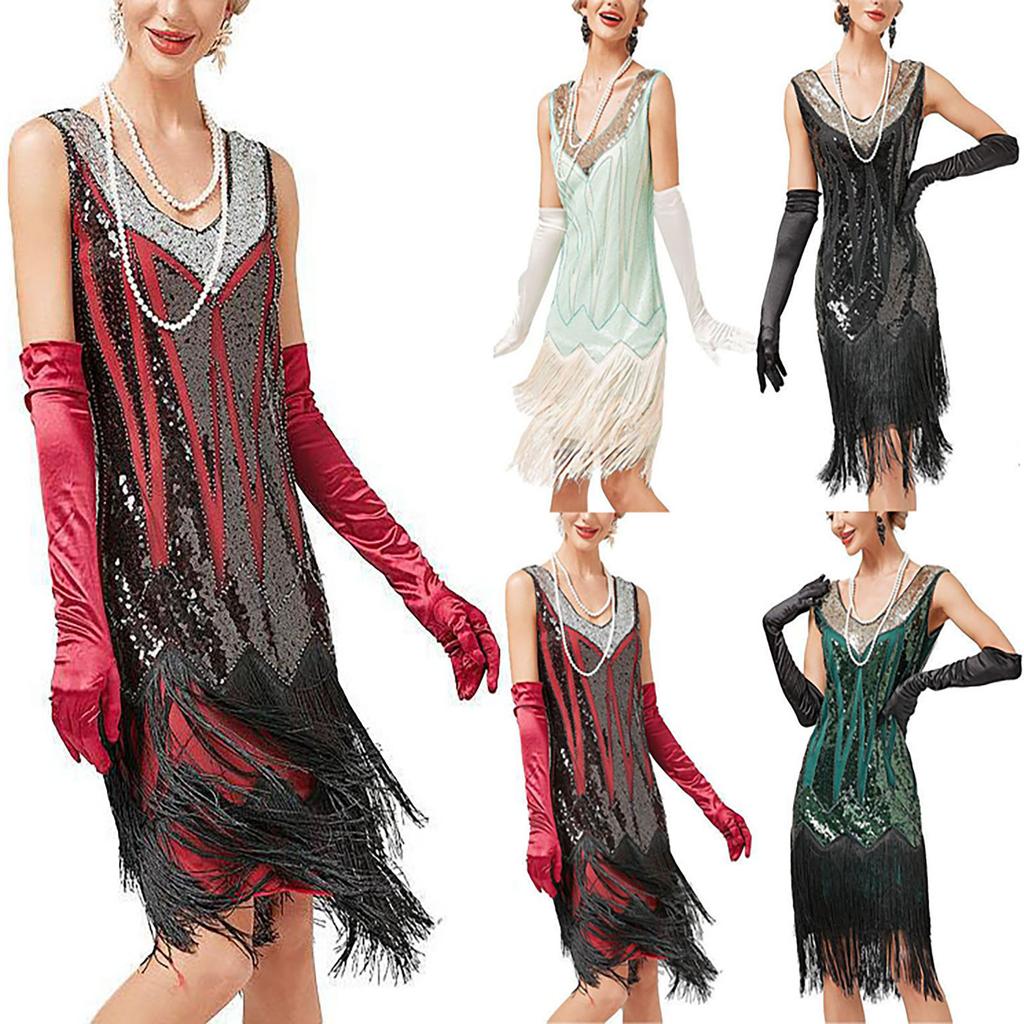 Women's Party Sexy Dress Fashion Solid Color Sequin Fringe Dress