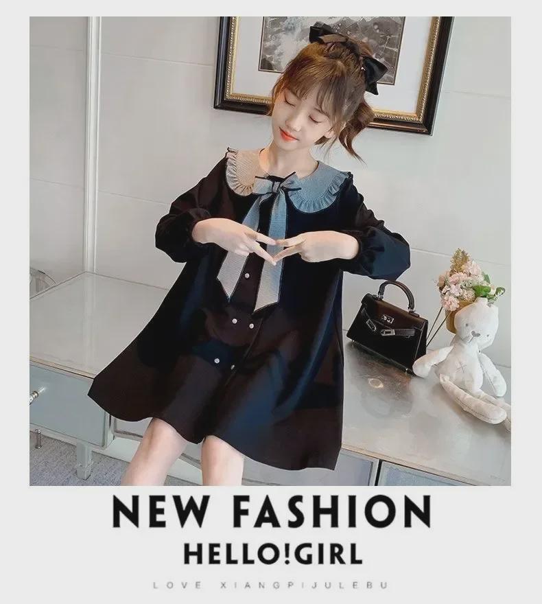 Милое платье с кукольным воротником для девочек 2024 года — корейский стиль принцессы весна/осень
