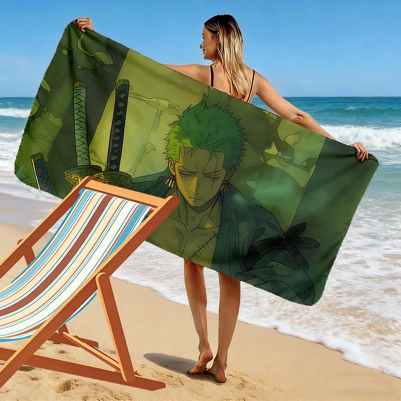Roronoa Zoro Wano Print Beach Towel, Large Soft Quick Dry Towel for Beach Camping Swimming