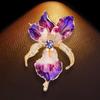 Rhinestone Iris Flower Brooch Jewelry Plants Badge Vintage Enamel Lapel Pin Gift