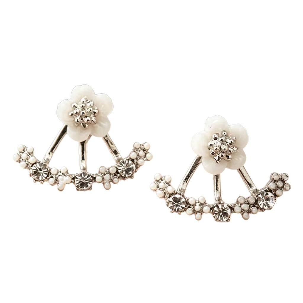Daisy Crystal Chamomile Flower Stud Earrings for Women - Korean Style Sweet Drop Accessories