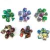 7pcs/Set Tri Color Glitter Polyhedral Dice for Dnd COC Cthulhu Rpg Running Group Board Game Dice Number Dice Set