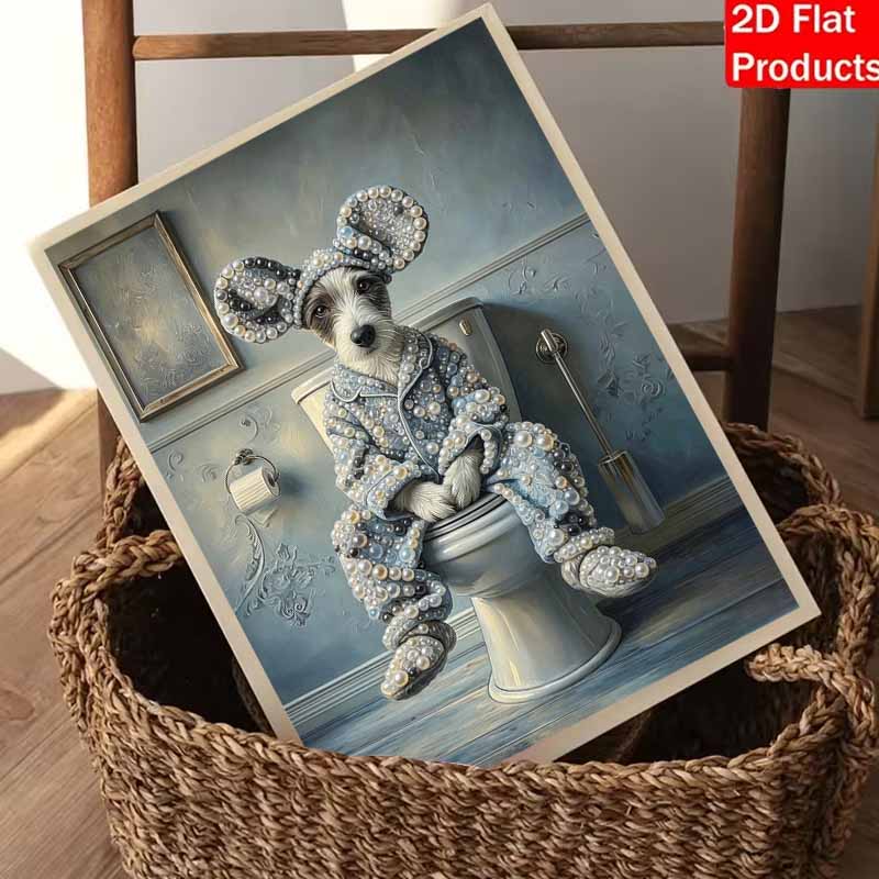 Набор для жемчужной живописи 5D/DIY Жемчужная мозаика Вкладыш Собака Сидит на Туалете Домашняя Настенная Декорация Искусство