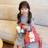 And Cozy Playful Plush Rabbit Shoulder Bag For Children With Trendy Checkered Design For Use Daily
