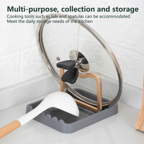 Устойчивая подставка для кастрюль с крышкой, противоскользящая практичная полка для посуды, держатель для хранения столовых приборов
