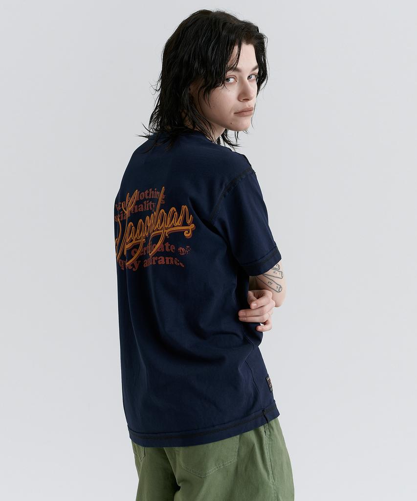MAGOODGAN Swagber 3594 Vintage Clothing Semi-Overfit Navy Short Sleeve Tee